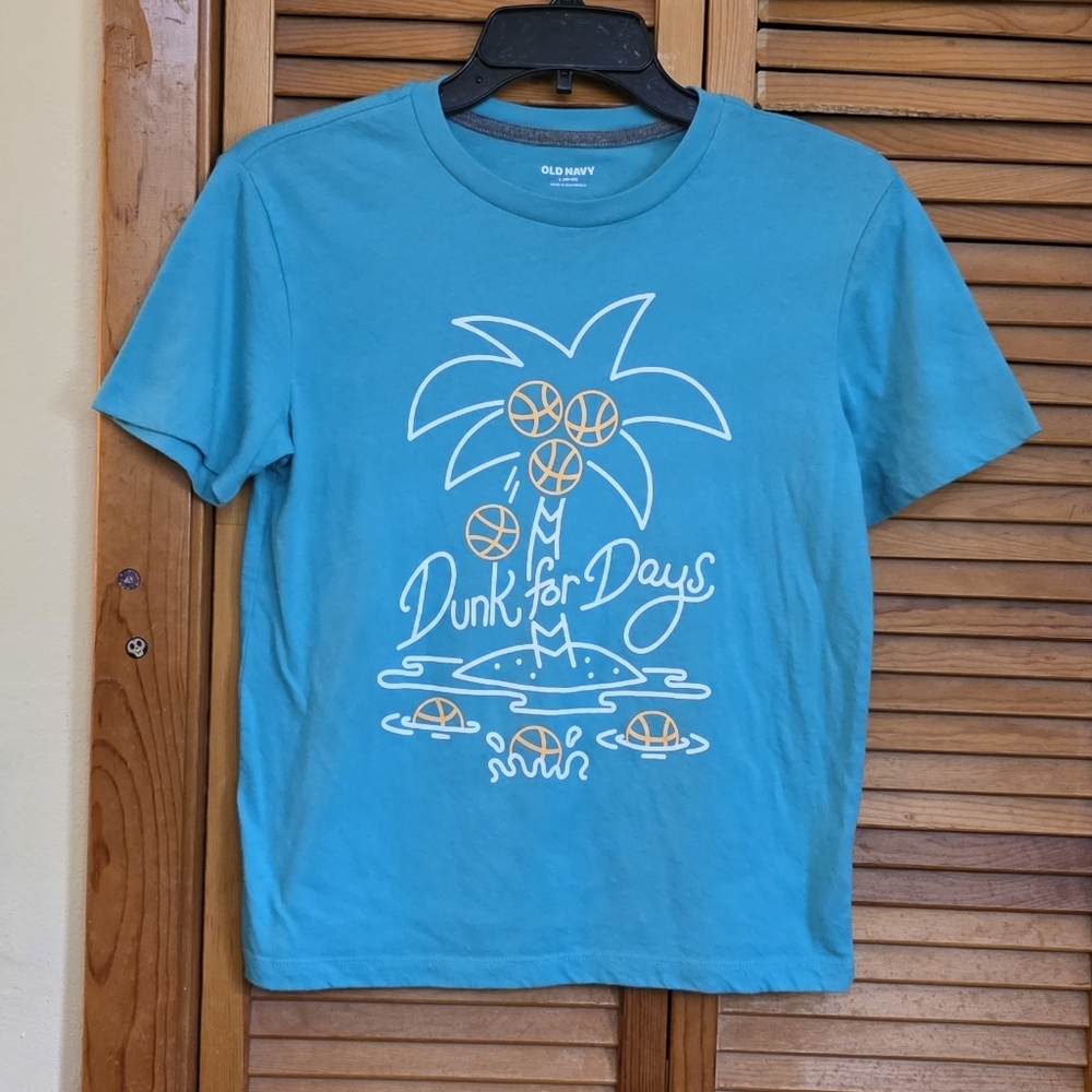 EUC Old Navy Kids Teal Basketball Graphic Tee Size Large